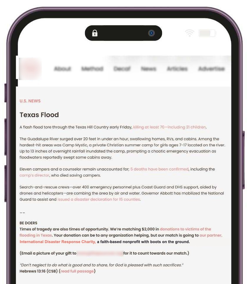Mock-up of the partner newsletter story