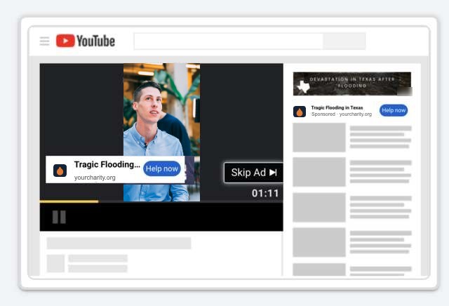 Mock-up of the in-stream video ad